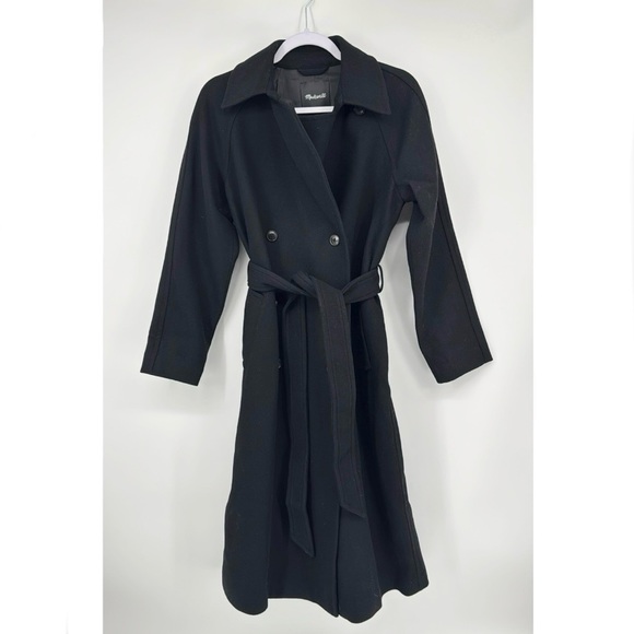 Madewell Italian Fabric Black Trench Coat Size XS NWT - Picture 5 of 7